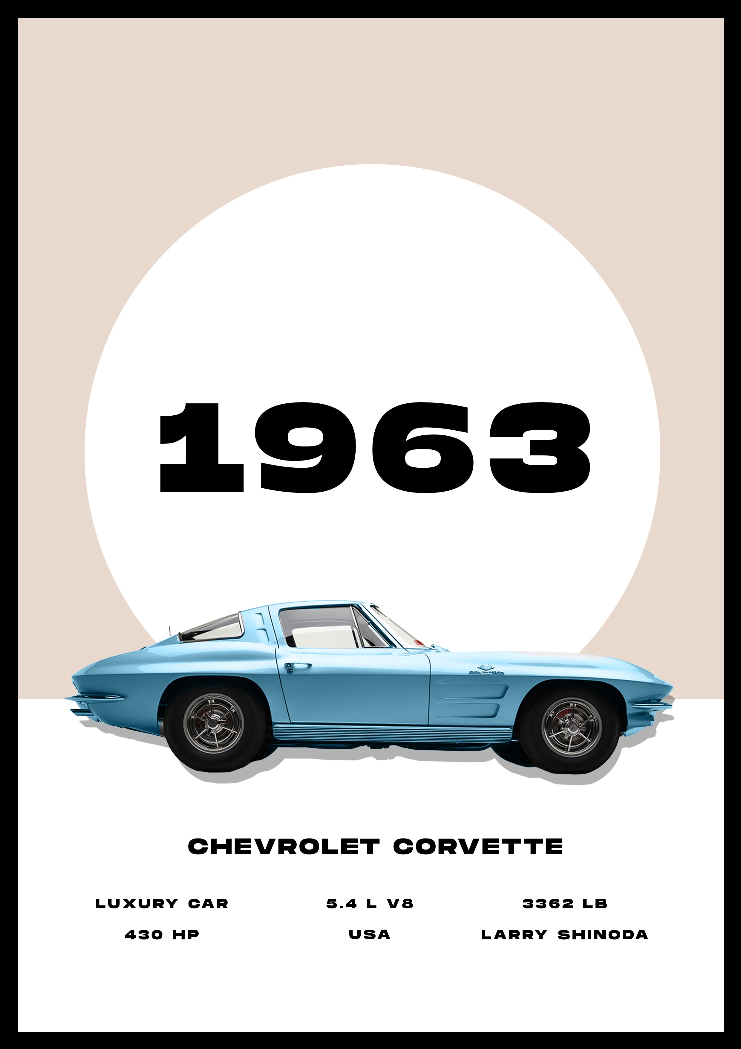 Chevrolet Corvette 1963 - Car Poster