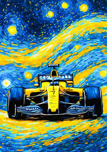 F1 Race Car In Starry Night