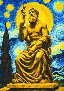 Greek Statue In Starry Night