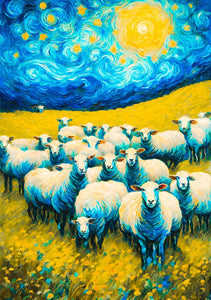 Herd of Sheep In Starry Night