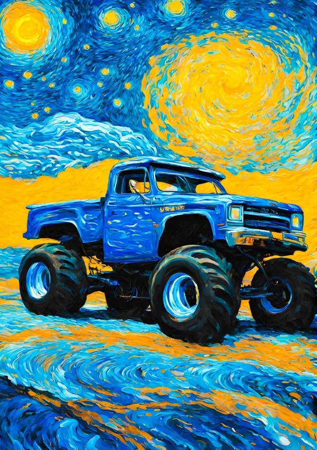 Monster Truck In Starry Night