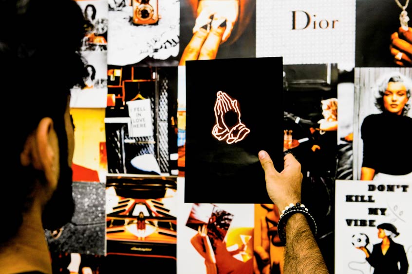 Boujee orange & black posters collage