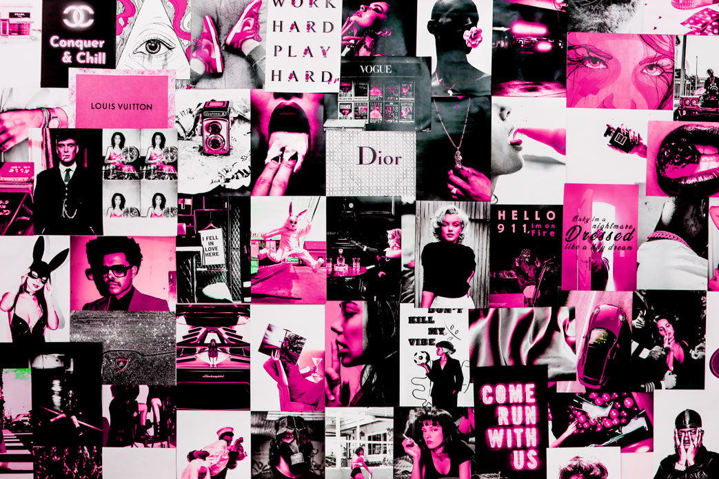 Boujee Hot Pink Collage Kit - set of posters