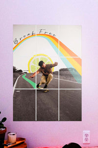 skating poster on a purple wall