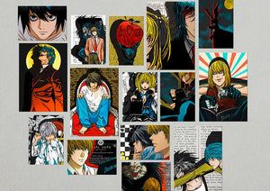 Death note anime posters in a collage on a wall