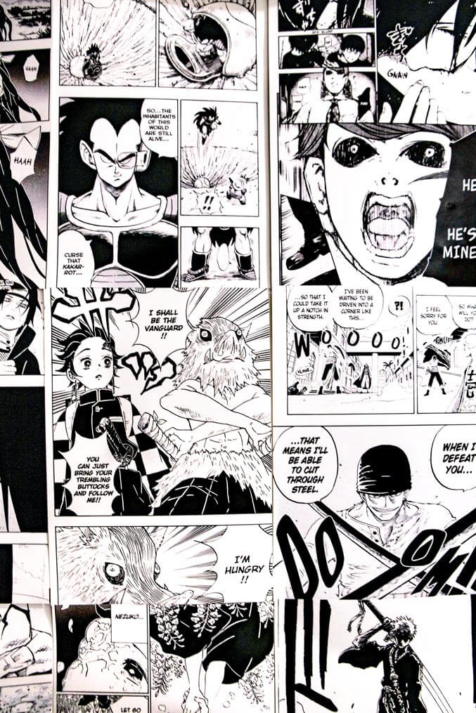 tokyo ghoul, demon slayer manga poster collage kit