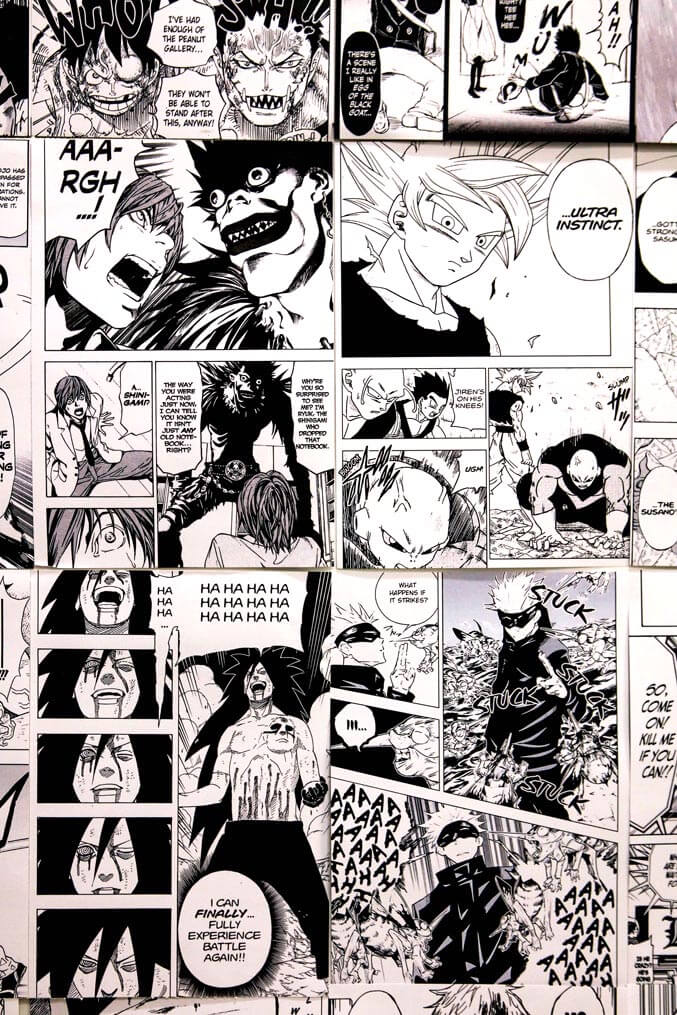 madara, death note manga poster collage kit